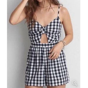✨Rockabilly Pinup Bombshell Playsuit*American Eagle Plaid Gingham Romper XL*VLV